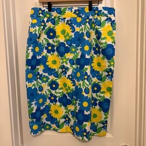 SweetSalt modest clothing 100% cotton seersucker retro daisy florals skirt XL